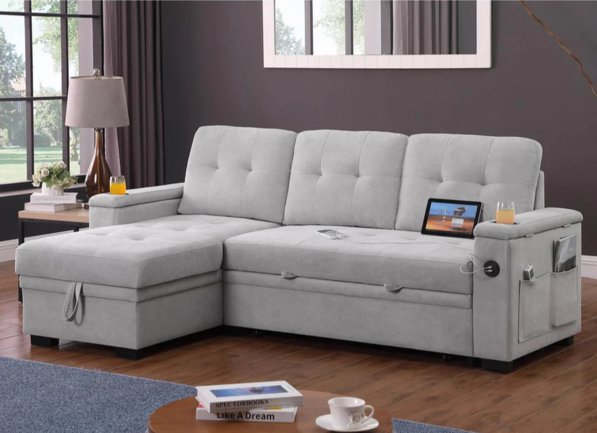 Ethan-reversible-sofa-bed_cfe1fa52-1e2a-47f3-8a96-04194b52d098 Ethan Grey Woven Fabric Reversible Sofa Bed - Image 1