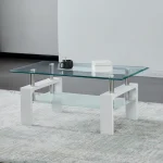 Glass Coffee Table With Glossy White Legs 2063 - Image 2