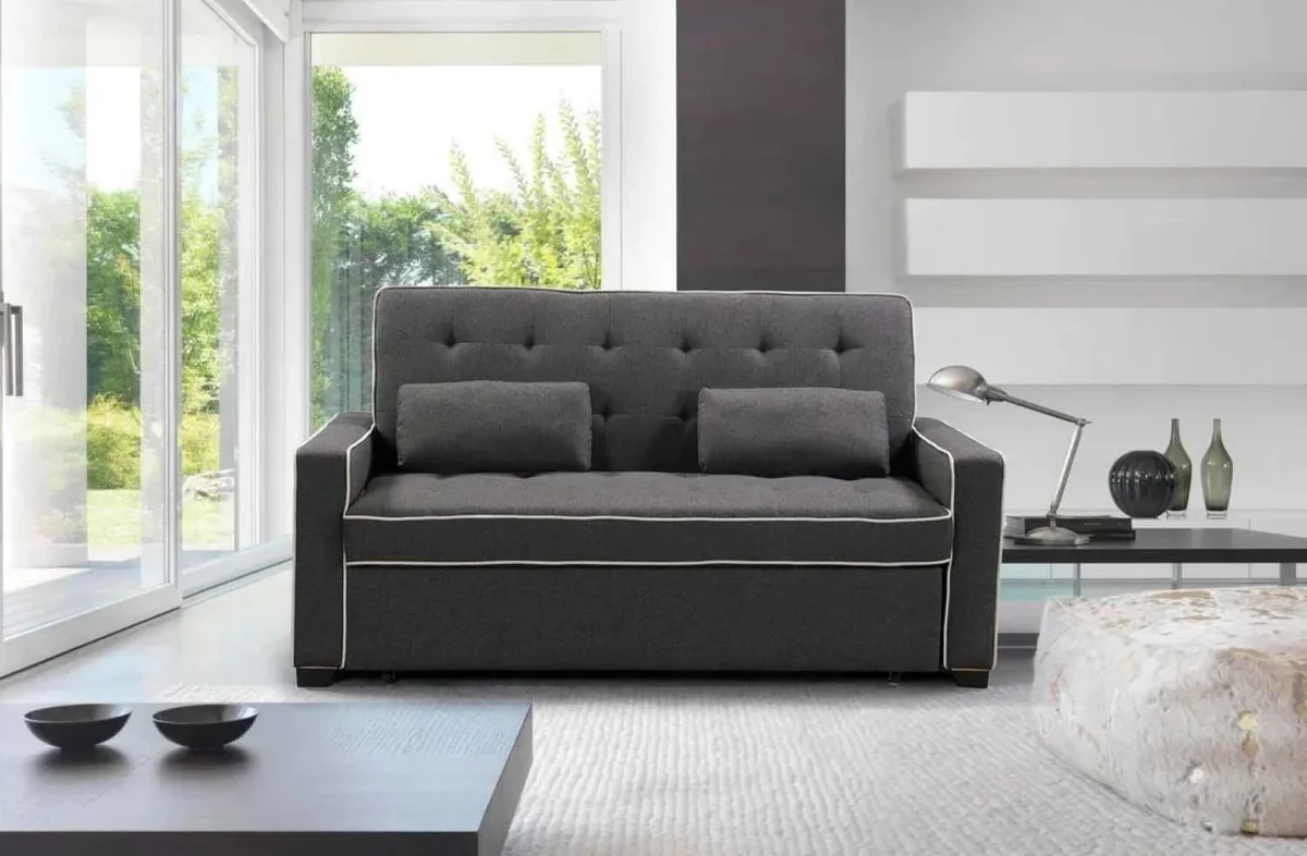 Grey-Fabric-Adjustable-Backrest-Sofa-Bed-with-Two-Toss-Pillows-945 Grey Fabric Adjustable Backrest Sofa Bed with Two Toss Pillows 945 - Image 1