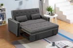 Grey Fabric Adjustable Backrest Sofa Bed with Two Toss Pillows 945 - Image 2