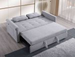 Grey Fabric Sofa Bed With Built-in Charging Station 9046 (74")