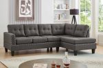 Grey Reversible Sectional Sofa With Nailhead Trim 1234 - Image 2