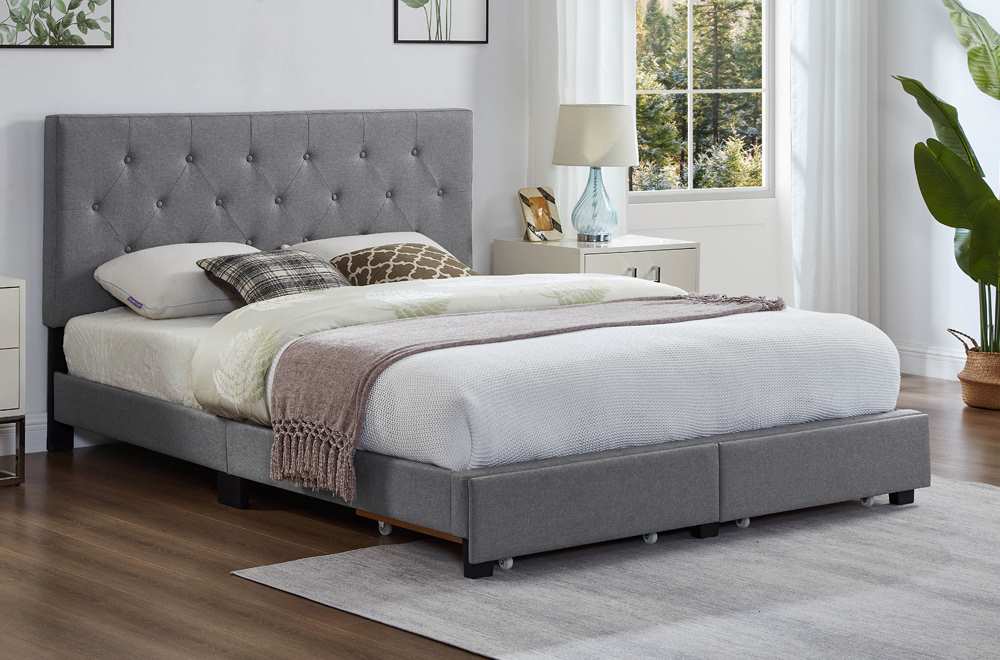 GreyPlatformStorageBed2125 Grey Platform Storage Bed 2125 - Image 1