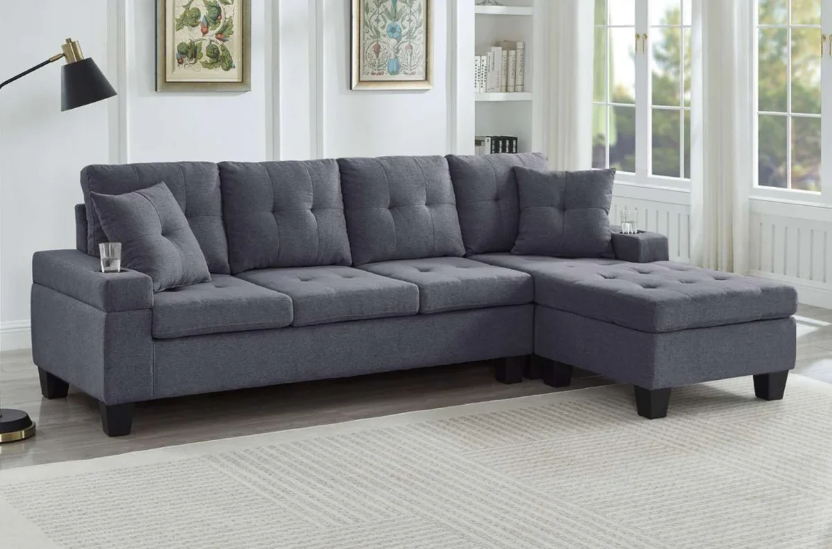 Grey_-Fabric-_Reversible-_Sectional-_Sofa-_T-1239 Grey Fabric Reversible Sectional Sofa T-1239 - Image 1