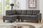 Grey Reversible Sectional Sofa With Nailhead Trim 1234