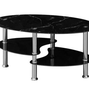 Black Marble Glass Coffee Table 2028