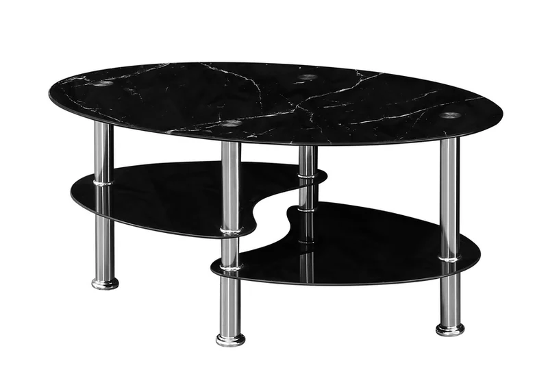 IF-2028_CroppedonWhite Black Marble Glass Coffee Table 2028 - Image 1