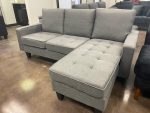 Grey Fabric Sectional Sofa with Floating Ottoman- 2209 - Image 2