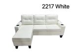 White PU Reversible Sectional Sofa with Cup Holder 2217