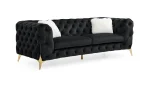 2PC Velvet Sofa Set 2011 Black - Image 2