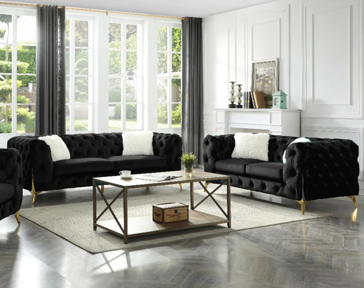 Moderno_Black_094e555f-2c72-48f5-9c70-890e9f223b63 2PC Velvet Sofa Set 2011 Black - Image 1