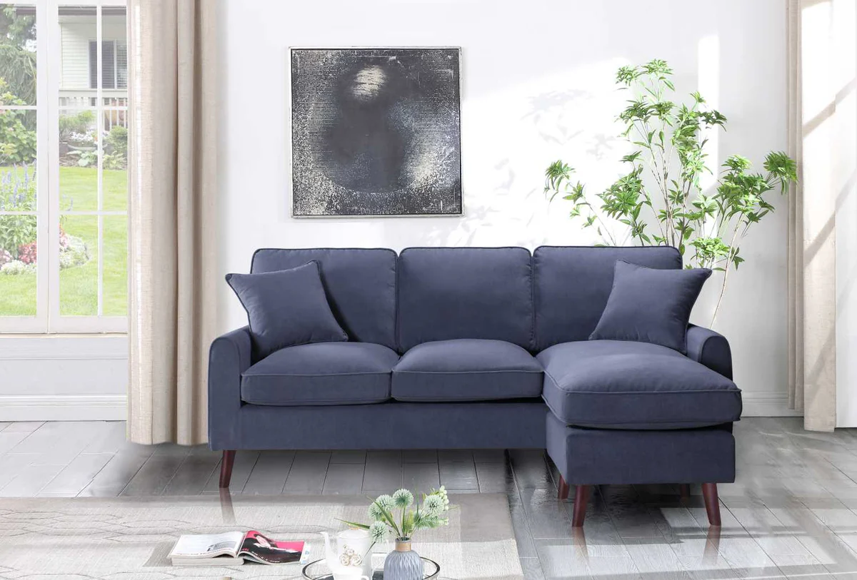 MonaGreyVelvetSectionalSofa Mona Grey Velvet Reversible Sectional Sofa - Image 1