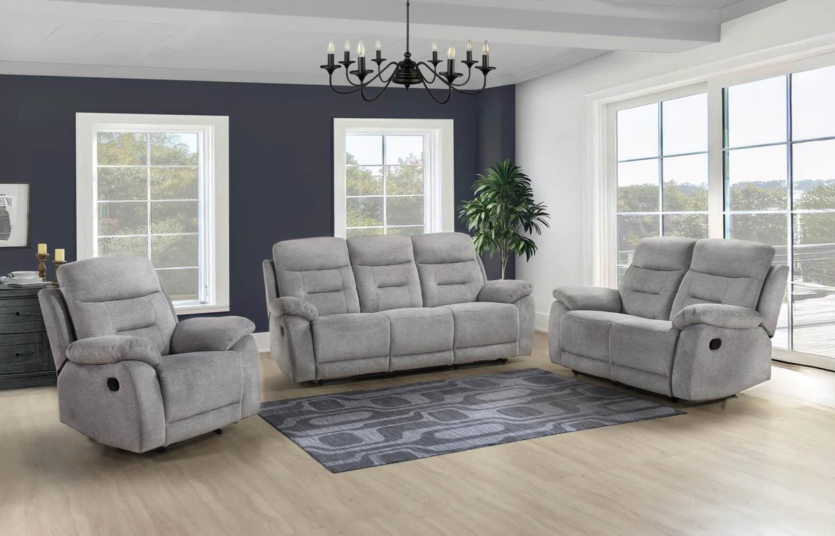 Perris-Manual-Woven-Fabric-Recliner-Pewter-9146PWT_488307e0-7f7b-4d3e-a377-08d4283198a6 Perris Manual Woven Fabric Recliner Sofa Set Pewter 9146PWT - Image 1
