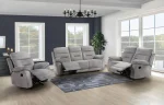 Perris Manual Woven Fabric Recliner Sofa Set Pewter 9146PWT - Image 3