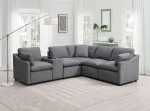 Pippa 6-Piece Modular Sectional with Console & Wireless Charger 99076GYSS6 - Image 3
