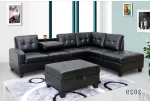 Roma Reversible Sectional Sofa with Ottoman - Black PU - Image 3