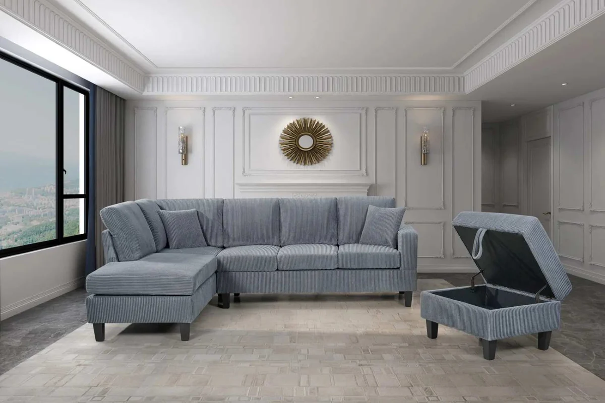 Reversible-Grey-Corduroy-Fabric-Sectional-Sofa-with-Storage-Ottoman-9937_012c56ea-948e-459c-8c91-cc2e7ad2d7e0 Reversible Grey Corduroy Fabric Sectional Sofa with Storage Ottoman 9937 - Image 1