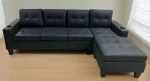 Reversible Black Faux Leather Sectional Sofa 2022 - Image 4