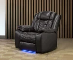 Rogue Brown Air Leather Power Recliner Sofa Set with Bluetooth Speaker 3765 - Image 5