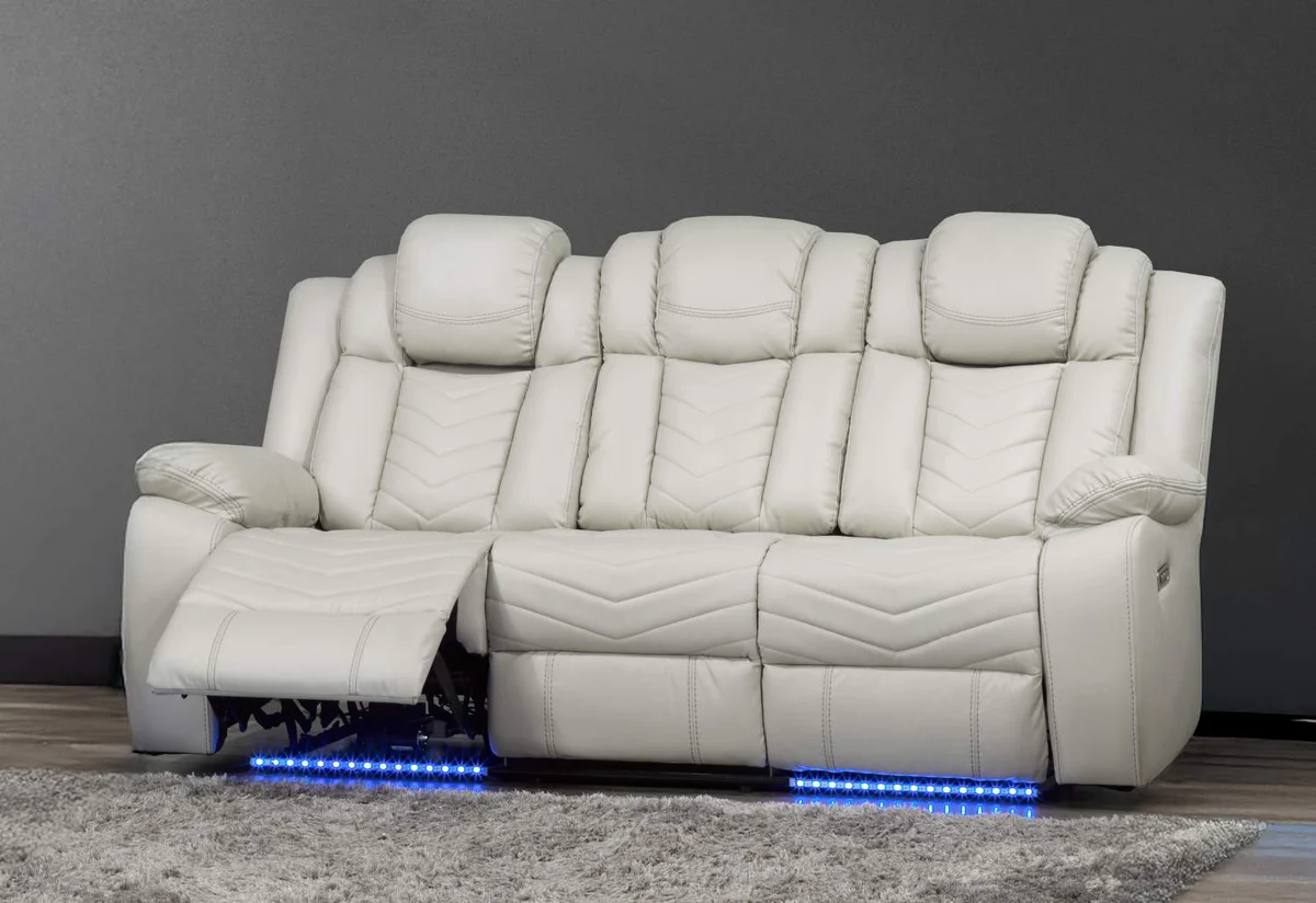 Rogue-Light-Grey-Genuine-Leather-Power-Recliner-Sofa-Set-with-Bluetooth-Speaker-3765 Rogue Light Grey Air Leather Power Recliner Sofa Set with Bluetooth Speaker 3765 - Image 1
