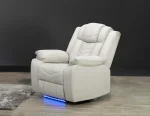 Rogue Light Grey Air Leather Power Recliner Sofa Set with Bluetooth Speaker 3765 - Image 3