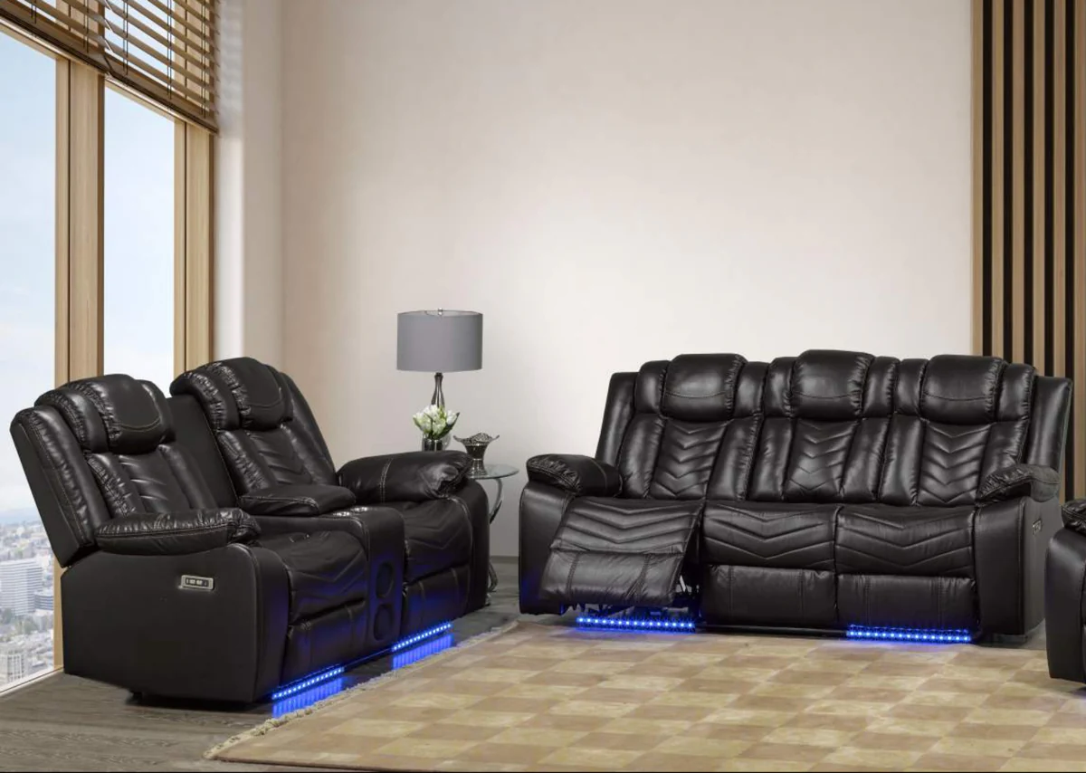Rogue Brown Air Leather Power Recliner Sofa Set with Bluetooth Speaker 3765 - Image 3