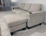 Light Grey Fabric Reversible Sectional Sofa With USB Port and Side Pocket 2215