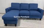 Blue Fabric Reversible Sectional Sofa With USB Port and Side Pocket 2215