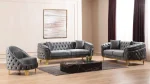 Vanessa Grey Velvet Sofa Set with Deep Button Tufted Design 6725 - Image 2