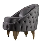 Vanessa Grey Velvet Sofa Set with Deep Button Tufted Design 6725 - Image 3