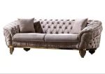 Vanessa Taupe Velvet Sofa Set with Deep Button Tufted Design 6725 - Image 2