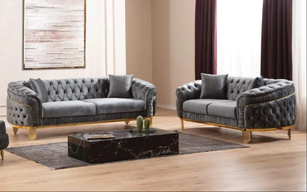 Vanessa-_Grey-_Velvet-_Sofa-_Set-_with-_Deep-_Button-_Tufted-_Design-_6725 Vanessa Grey Velvet Sofa Set with Deep Button Tufted Design 6725 - Image 1