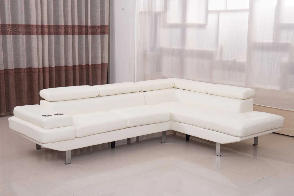 Vegas-White-Air-Leather-Sectional-Sofa (1) Vegas White Air Leather Sectional Sofa - Image 1