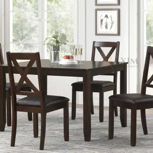 Verona Wooden Rectangular Dark Espresso Dining Table with 4 Chairs