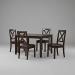 Verona Wooden Rectangular Dark Espresso Dining Table with 4 Chairs - Image 2