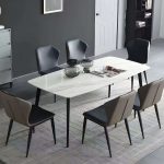 Victoria Sintered Stone White Dining Table With 6 Chairs - Image 3