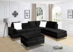 Ivy Sectional Sofa with Ottoman - Black - Image 2
