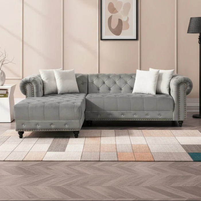 WhatsAppImage2022-02-17at11.27.59AM_2_f2152beb-3ff1-456a-b5fd-696188dc013c Grey Velvet Sectional Sofa with Nailhead 2030 - Image 1