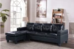 Reversible Black Faux Leather Sectional Sofa 2022 - Image 3