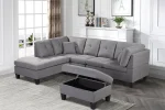 Reversible Sectional Sofa with Ottoman in Grey 1012
