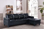 Reversible Black Faux Leather Sectional Sofa 2022 - Image 5