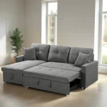 Reversible Grey Pull Out Sectional Sofa Bed With Storage 1866