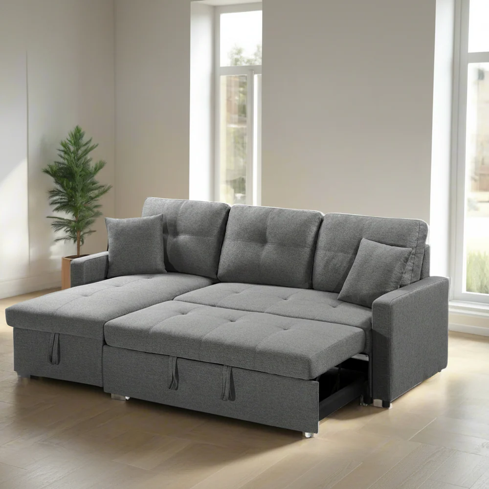 WhatsAppImage2023-04-26at9.27.43PM (1) Reversible Grey Pull Out Sectional Sofa Bed With Storage 1866 - Image 1