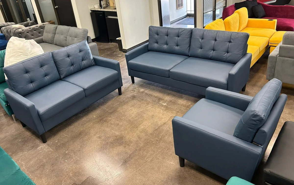 WhatsAppImage2025-05-16at9.21.37AM (1) Dark Blue Soft Faux Leather Sofa Set 2403 - Image 1