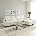 Reversible White Faux Leather Sectional Sofa 2022 - Image 3