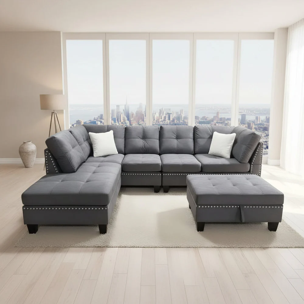 WhatsApp_Image_2026-01-28_at_8.05.19_AM (1) Snow Reversible Grey Sectional Sofa with Ottoman 1013 - Image 1