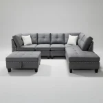 Snow Reversible Grey Sectional Sofa with Ottoman 1013 - Image 2