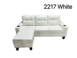 White PU Reversible Sectional Sofa with Cup Holder 2217 - Image 3