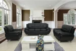 Speedy 3 PC Black Faux Leather Sofa Set 868 - Image 2