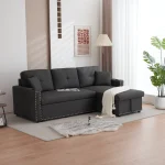 Reversible Dark Grey Pull Out Sectional Sofa Bed With Storage Chaise & Cup Holder 4777 - Image 2